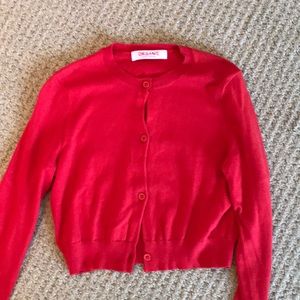Red cropped cardigan by Organic